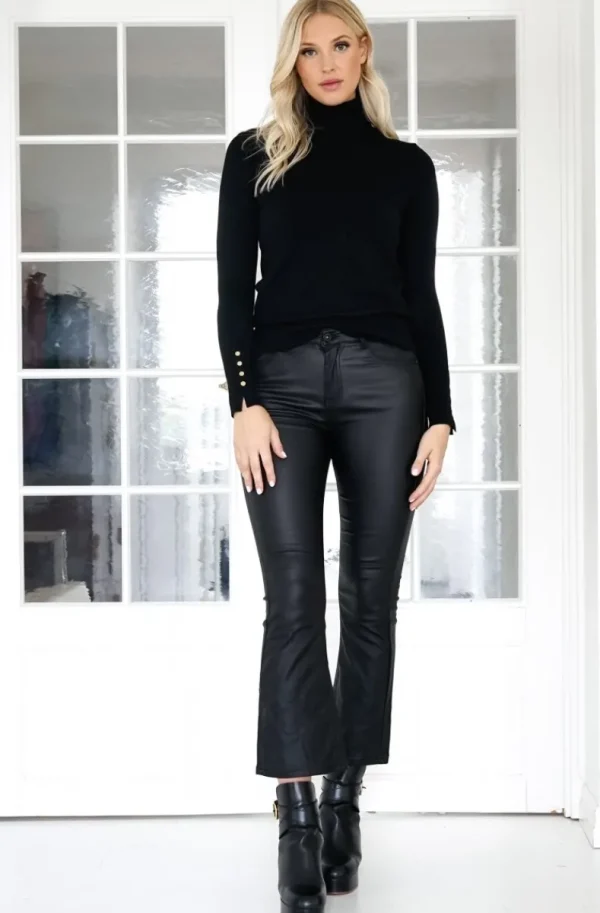 MIXED BRANDS - Coated pant Flare 6866 - Black Best