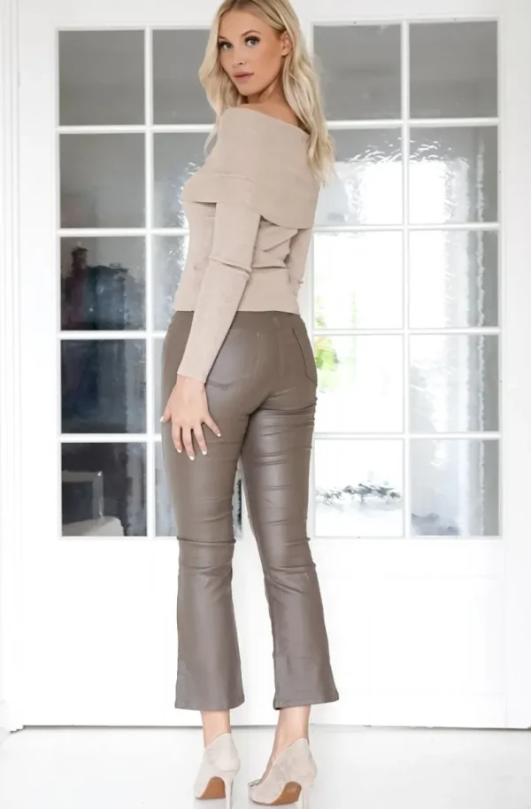 MIXED BRANDS - Coated pant Flare 6866 - Beige Online