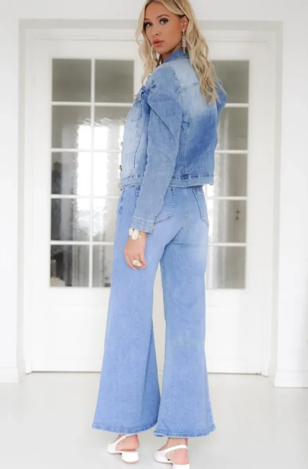 MIXED BRANDS - Denim jacket puff sleeve C16405 - Blue New
