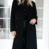 MIXED BRANDS - Double breasted long coat 2870 - Black Discount