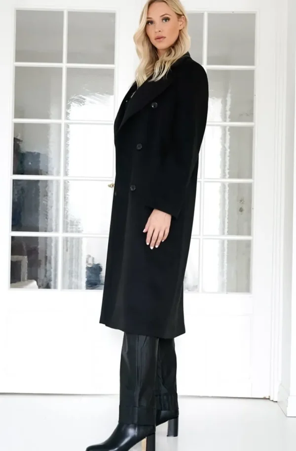 MIXED BRANDS - Double breasted long coat 2870 - Black Discount