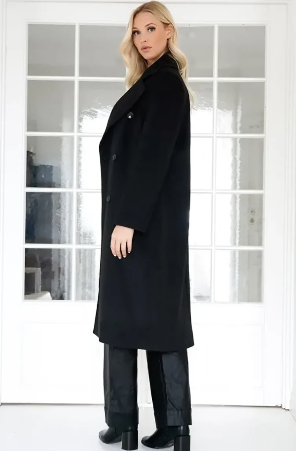 MIXED BRANDS - Double breasted long coat 2870 - Black Discount