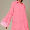 MIXED BRANDS - Dress with Lace 8505-3043 - Hot Pink Fashion