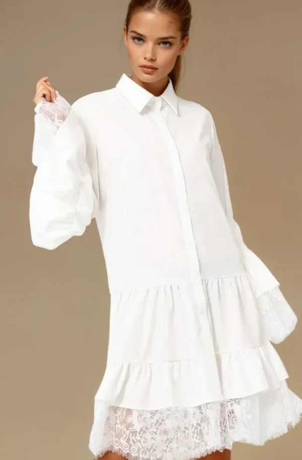 MIXED BRANDS - Dress with Lace 8505-3043 - White Outlet