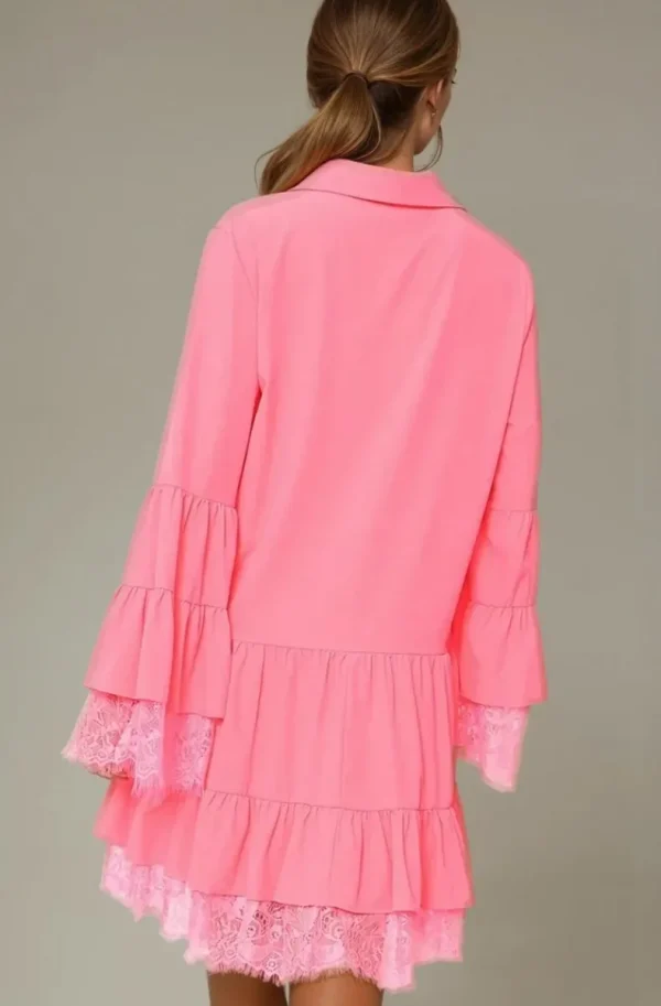 MIXED BRANDS - Dress with Lace 8505-3043 - Hot Pink Fashion