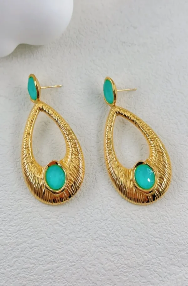 MIXED BRANDS - Earrings LLB051 - Gold Turquoise New