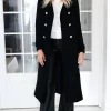 MIXED BRANDS - Elegant Double breasted long Coat - Black Discount