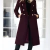MIXED BRANDS - Elegant Double breasted long Coat - Magenta Best