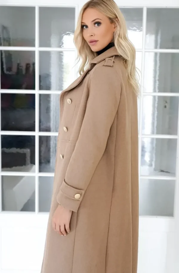 MIXED BRANDS - Elegant Double breasted long Coat - Camel Sale