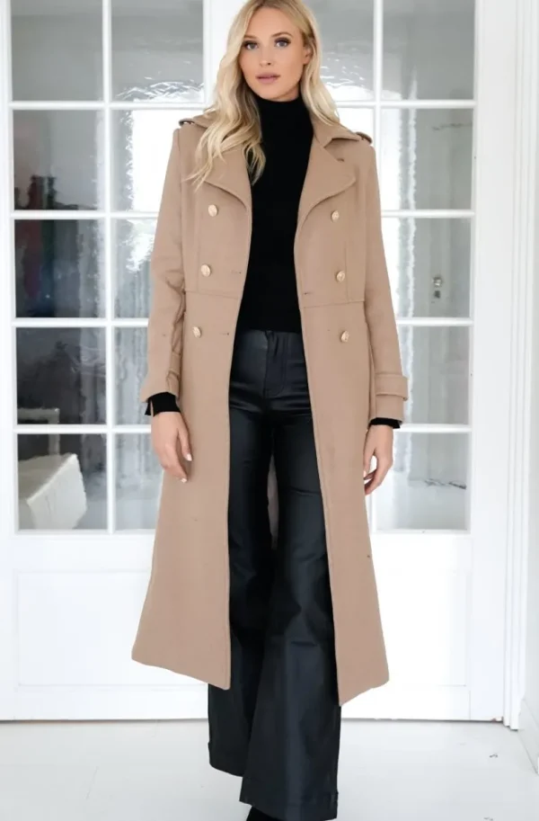 MIXED BRANDS - Elegant Double breasted long Coat - Camel Sale