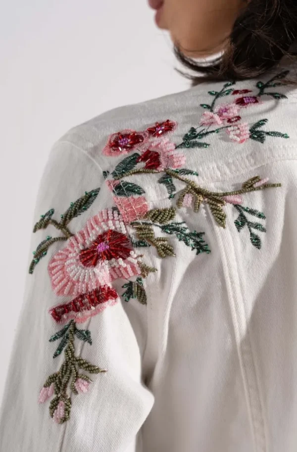 MIXED BRANDS - Embroidered Denim Jacket DC462 - White Hot