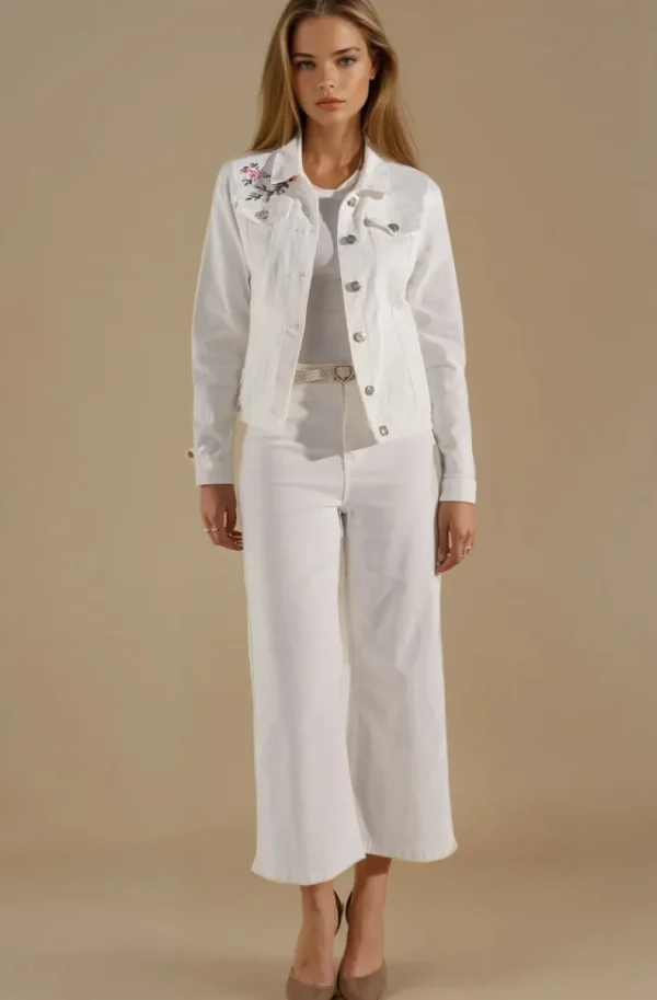MIXED BRANDS - Embroidered Denim Jacket DC462 - White Hot