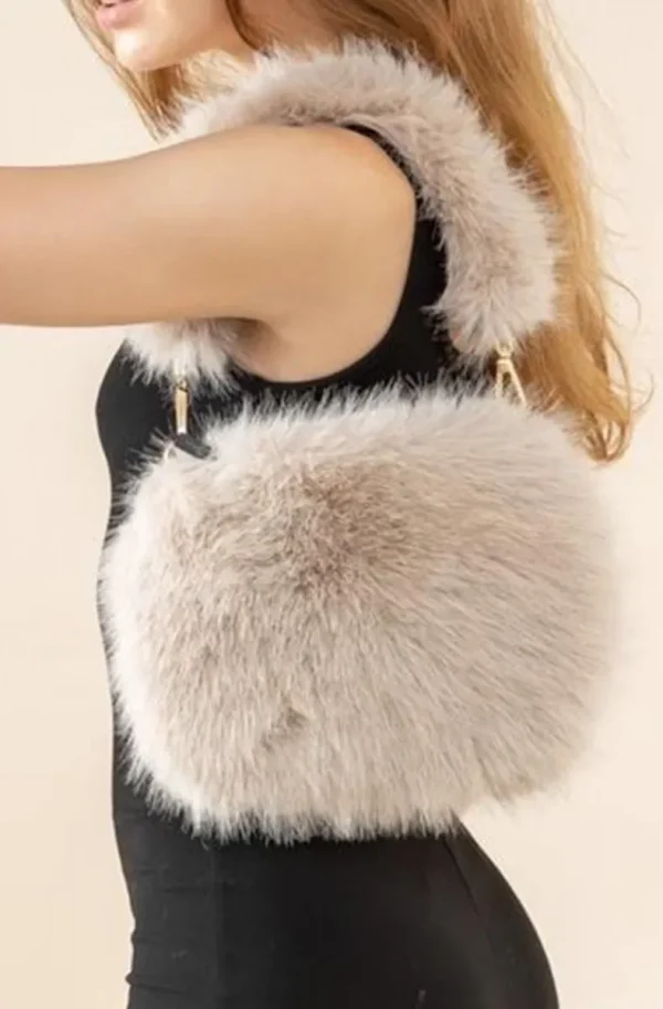 MIXED BRANDS - Fake fur Bag MZ21 - Beige Clearance
