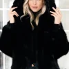 MIXED BRANDS - Fake fur jacket with hood M08 - Black Online