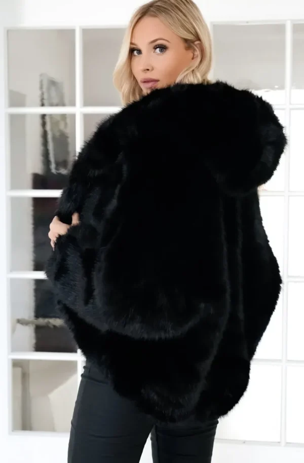 MIXED BRANDS - Fake fur jacket with hood M08 - Black Online