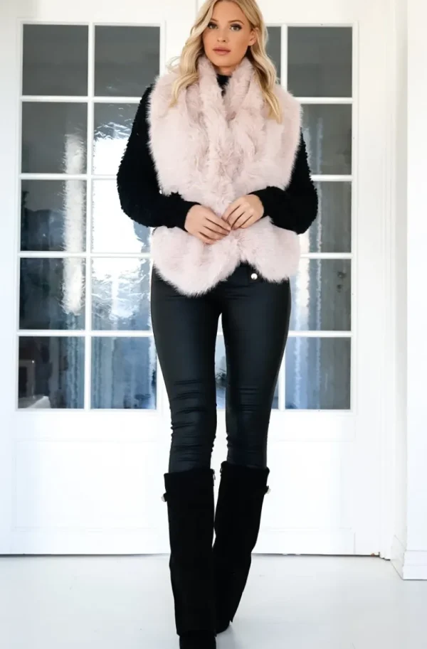 MIXED BRANDS - Fake Fur Scarf wide F40771/MZ10 - Rose Discount