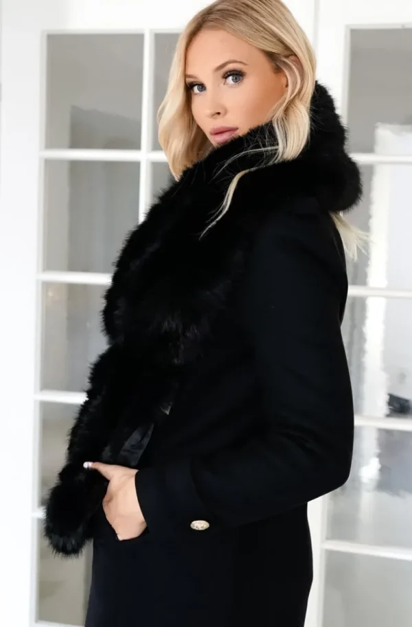 MIXED BRANDS - Fake Fur Scarf wide F40771/MZ10 - Black Online