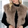 MIXED BRANDS - Fake fur vest Short F40918 - Taupe Fashion