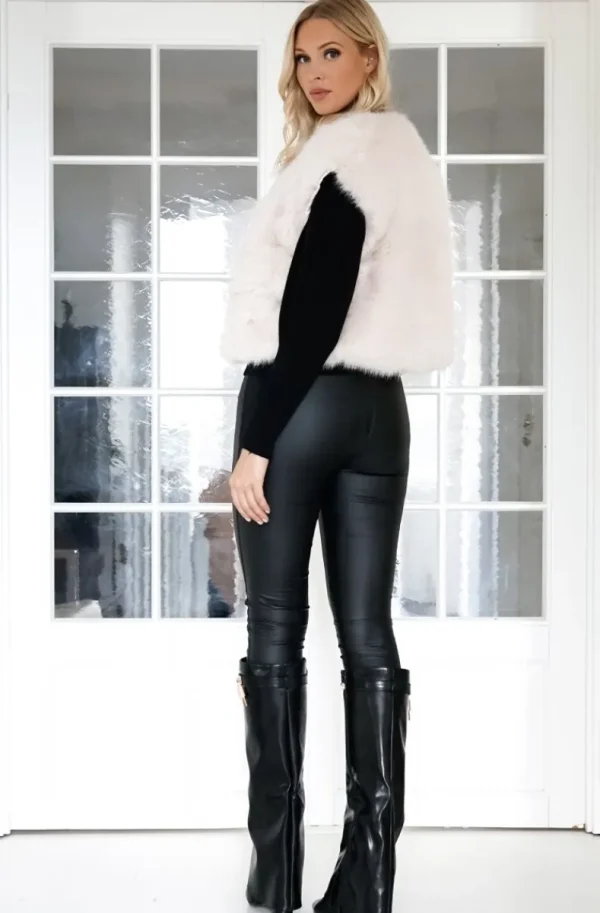 MIXED BRANDS - Fake fur vest Short F40918 - Beige New