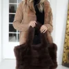 MIXED BRANDS - Faux Fur Bag with Zipper - 0236 - Dark Brown Best