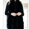 MIXED BRANDS - Faux Fur Vest with Pockets Long 40788 - Black Clearance