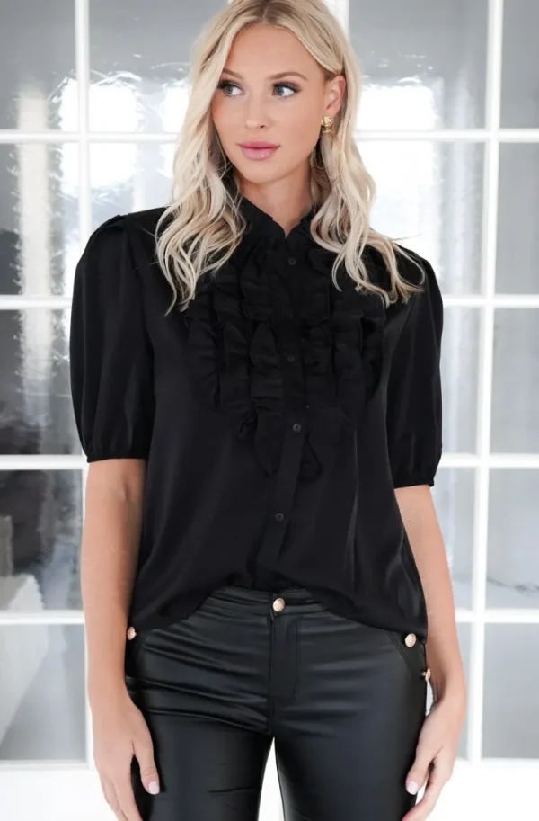 MIXED BRANDS - Faux leather pant with buttons A122 - Black Discount