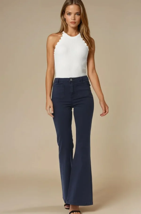 MIXED BRANDS - Flare pant with pockets 1542 - Blue Hot