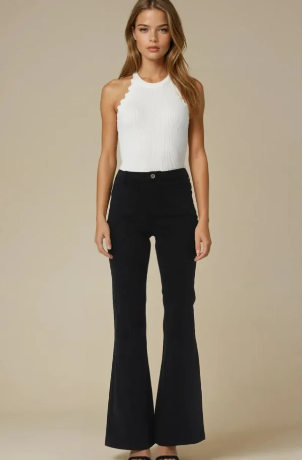 MIXED BRANDS - Flare pant with pockets 1542 - Black Clearance