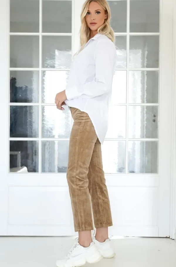 MIXED BRANDS - Flared velour pant H2741 - Camel Outlet