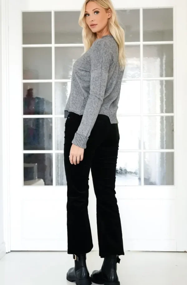 MIXED BRANDS - Flared velour pant H2741 - Black Outlet