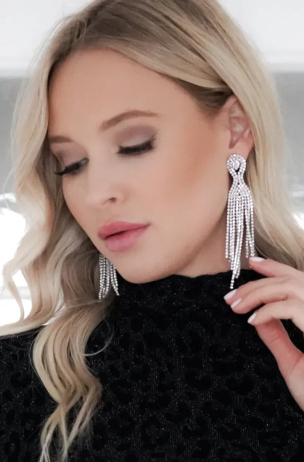 MIXED BRANDS - Glamorous Strass earrings 321-81 - Silver Sale