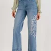 MIXED BRANDS - Jeans embroidered sides H4512 - Blue New