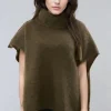 MIXED BRANDS - Kid Mohair (80%) Rollneck Poncho Sweater 12008 - Chocolate Hot