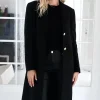 MIXED BRANDS - Long coat with gold buttons 2871 - Black Sale