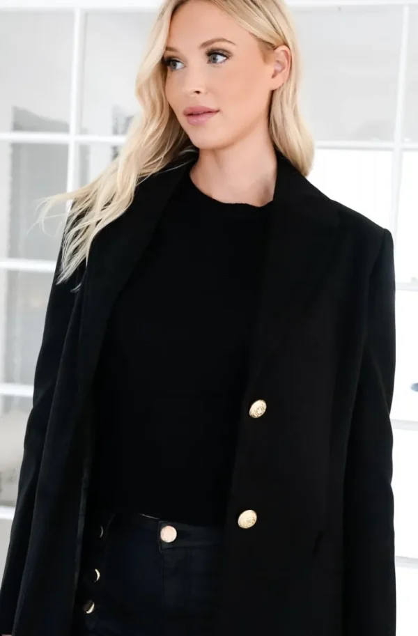MIXED BRANDS - Long coat with gold buttons 2871 - Black Sale