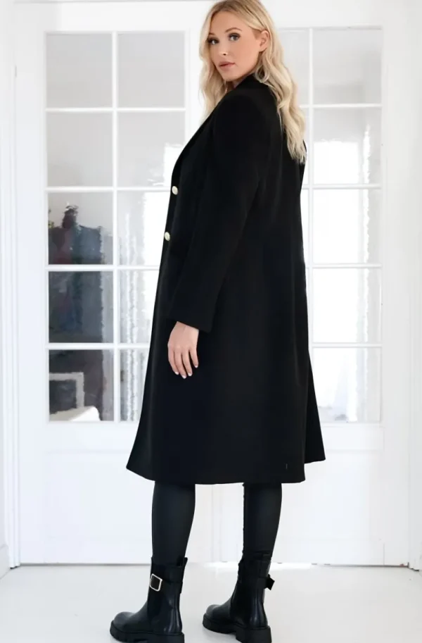 MIXED BRANDS - Long coat with gold buttons 2871 - Black Sale