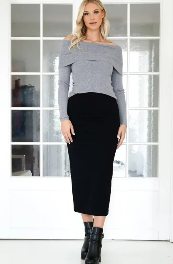 MIXED BRANDS - Long Pencil Skirt - Black Hot