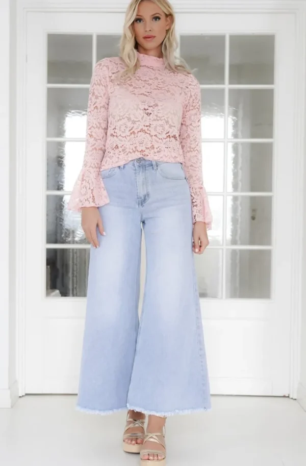 MIXED BRANDS - Long Sleeve Lace top 1429 - Pink Best