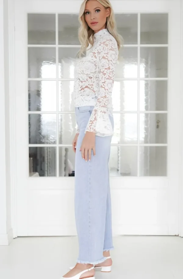 MIXED BRANDS - Long Sleeve Lace top 1429 - White Discount