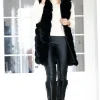 MIXED BRANDS - Longer Vest Fake Fur F40814 - Black Clearance