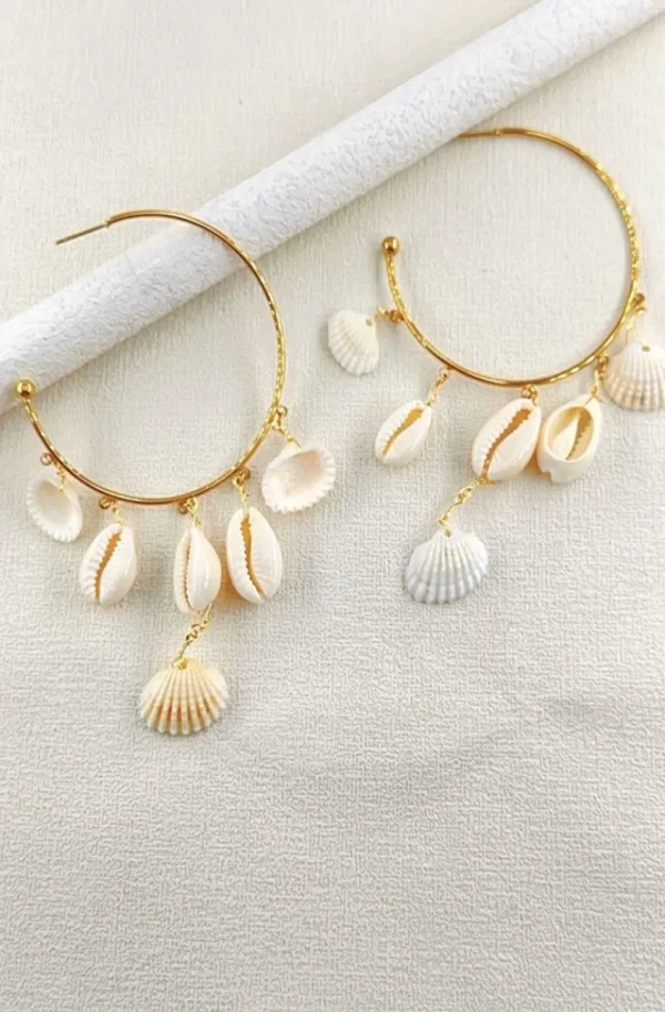 MIXED BRANDS - Loop earrings with shells JBO208 - Gold Hot