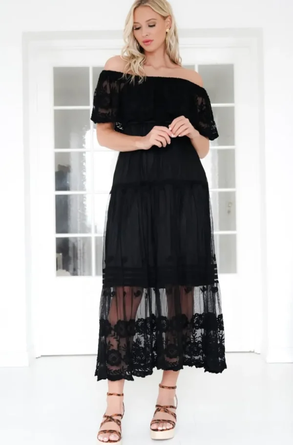 MIXED BRANDS - Offshoulder Maxi Dress L172 - Black Outlet