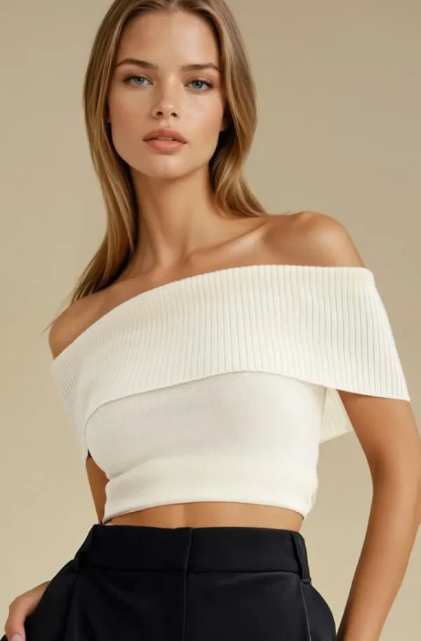 MIXED BRANDS - Offshoulder top 5035 - White Sale