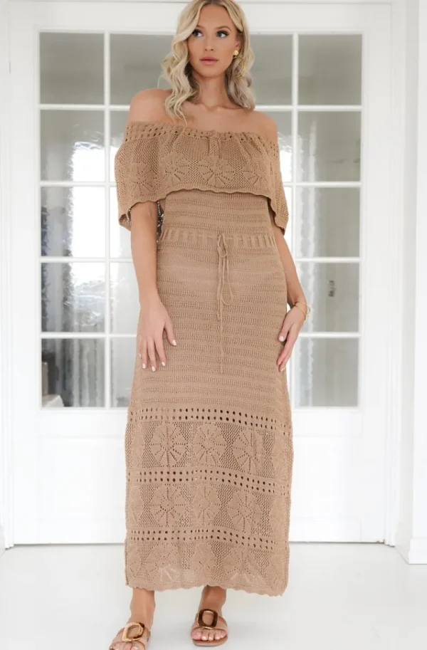 MIXED BRANDS - Openwork Strapless Dress SBE12824 - Beige New