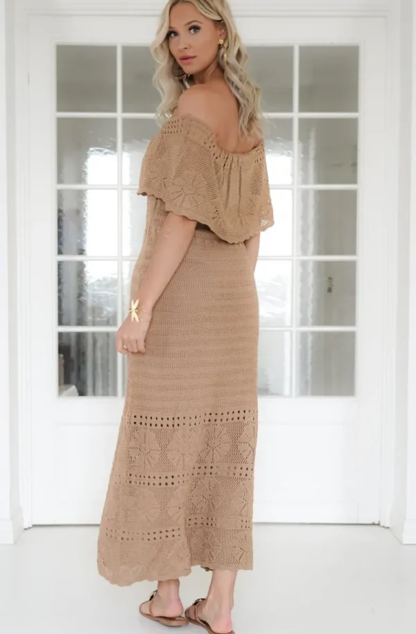 MIXED BRANDS - Openwork Strapless Dress SBE12824 - Beige New