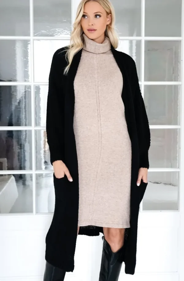 MIXED BRANDS - Oversized knit cardigan with pockets 1158 - Black Outlet
