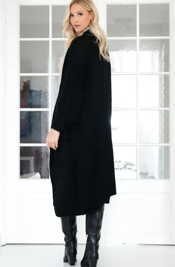 MIXED BRANDS - Oversized knit cardigan with pockets 1158 - Black Outlet