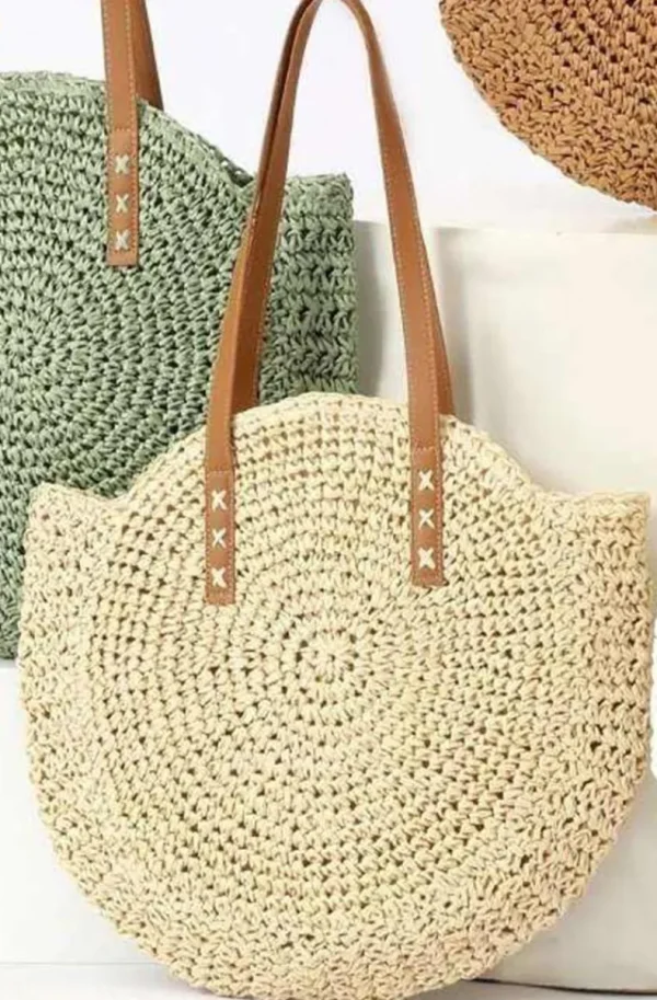 MIXED BRANDS - Round Straw bag 1350 - Natural Clearance
