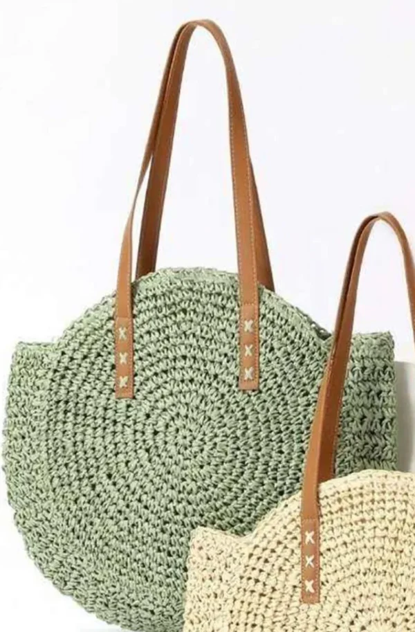 MIXED BRANDS - Round Straw bag 1350 - Green Fashion