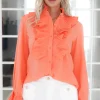 MIXED BRANDS - Ruffle Blouse 8497-2003 - Orange Light Discount